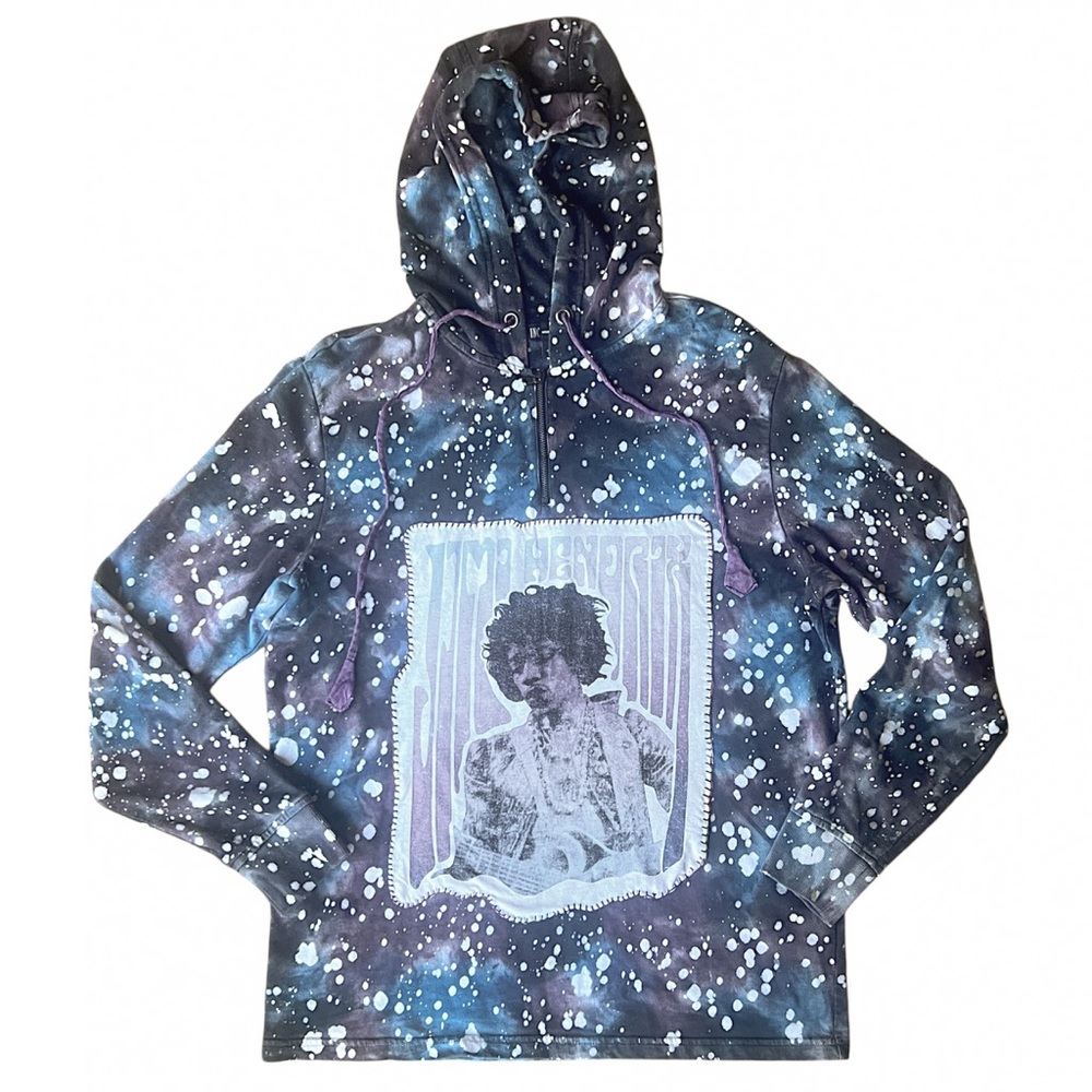Jimi Hendrix Upcycled Purple Haze Inspired Hoodie Unique 1 of a Kind Tie Dye - Picture 2 of 16